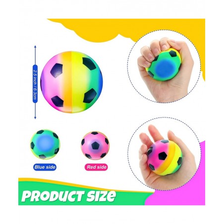 20 Pack Mini Sports Stress Balls Stress Relief Rainbow Soccer Balls 2.5 Inches Foam Soccer Ball Fun Soccer Party Favors for F...