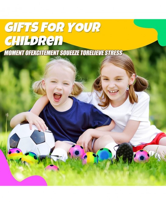 20 Pack Mini Sports Stress Balls Stress Relief Rainbow Soccer Balls 2.5 Inches Foam Soccer Ball Fun Soccer Party Favors for F...