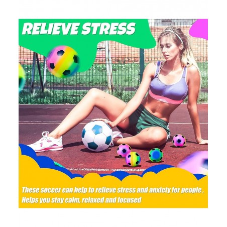 20 Pack Mini Sports Stress Balls Stress Relief Rainbow Soccer Balls 2.5 Inches Foam Soccer Ball Fun Soccer Party Favors for F...