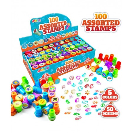 100PCS Assorted Stamps for Kids Self-Ink Stamps for Party Favor Teacher Stamps Kids Treasure Box Prize for Classroom Christma...