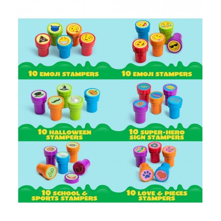 100PCS Assorted Stamps for Kids Self-Ink Stamps for Party Favor Teacher Stamps Kids Treasure Box Prize for Classroom Christma...