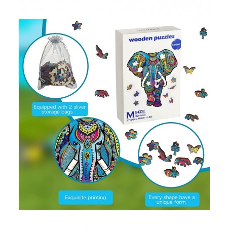 Elephant Wooden Puzzles Wooden Animal Shape Jigsaw Puzzles Colorful Elephant Funny Animal Puzzles Animal Shaped Wooden Craft ...