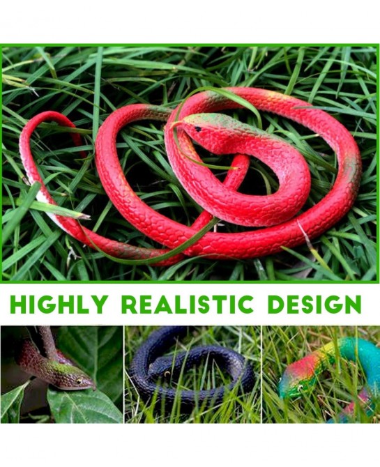 Rubber Snakes to Keep Birds Away 4 Pieces 27.5 Inch Realistic Rubber Snakes Plastic Fake Snakes Toy Snake for Garden Props to...