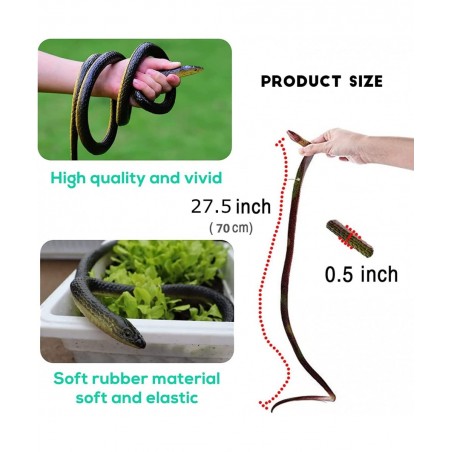 Rubber Snakes to Keep Birds Away 4 Pieces 27.5 Inch Realistic Rubber Snakes Plastic Fake Snakes Toy Snake for Garden Props to...