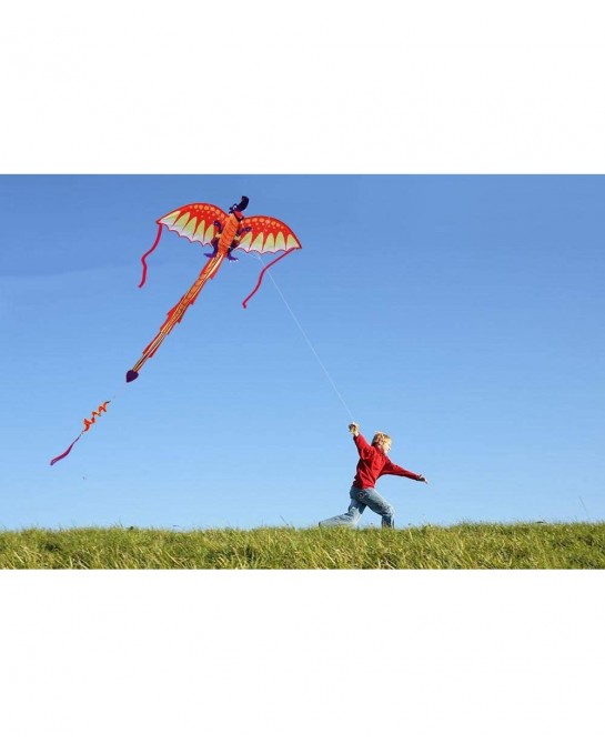 Dragon Kite for Kids 40x75 Inch Easy to Fly Kite Single Line Kites with Long Tail and Kite String $32.12 Kites & Wind Spinners