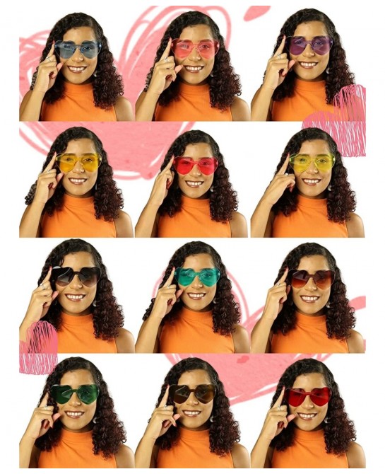 12-Pack Heart Sunglasses for Women – Sturdy Heart Shaped Sunglasses for Pride & Bachelorette Party Favors – UV400 Rainbow Sun...
