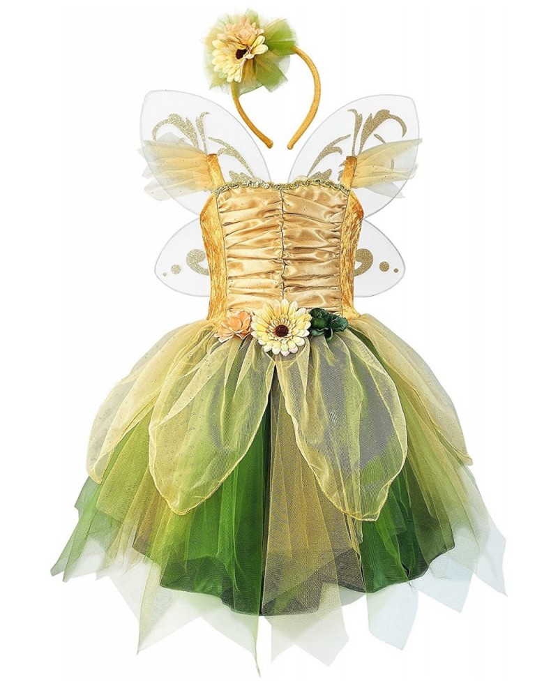 Fairy Costume Dress for Girls Green Princess Flower Girl Dress Tutu Dress with Headband and Wings $47.96 Kids' Costumes