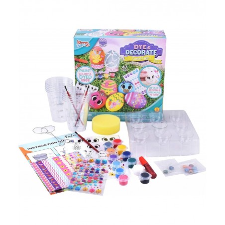 47Pcs Easter Egg Dye Kit Easter Egg Decorating Kit with Painting Crafts Kits Stickers for Kids Boys Girls Easter Creativity A...