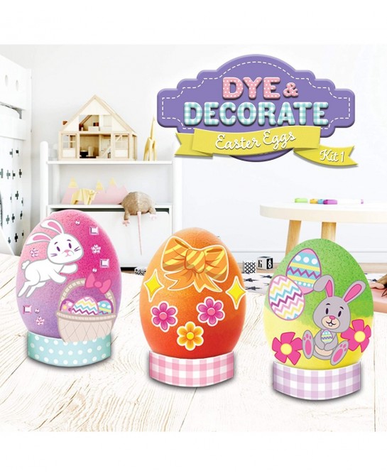 47Pcs Easter Egg Dye Kit Easter Egg Decorating Kit with Painting Crafts Kits Stickers for Kids Boys Girls Easter Creativity A...