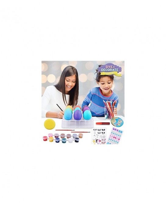 47Pcs Easter Egg Dye Kit Easter Egg Decorating Kit with Painting Crafts Kits Stickers for Kids Boys Girls Easter Creativity A...