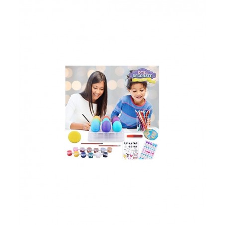 47Pcs Easter Egg Dye Kit Easter Egg Decorating Kit with Painting Crafts Kits Stickers for Kids Boys Girls Easter Creativity A...