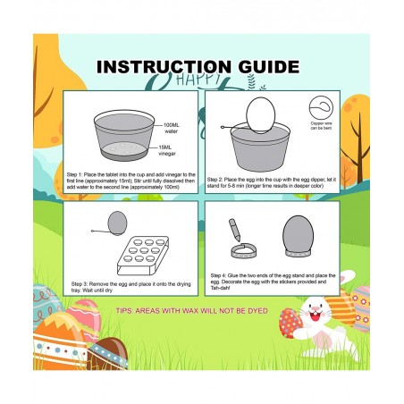 47Pcs Easter Egg Dye Kit Easter Egg Decorating Kit with Painting Crafts Kits Stickers for Kids Boys Girls Easter Creativity A...