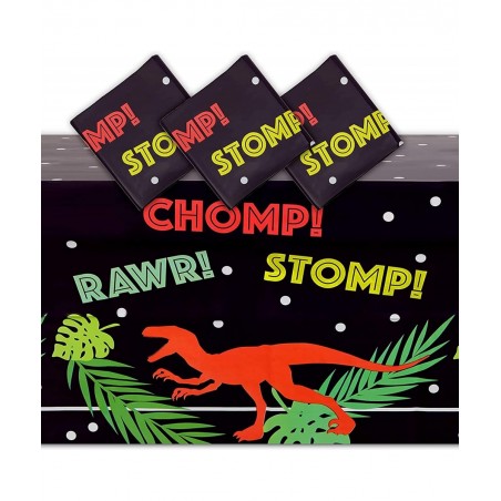 T-Rex Themed Plastic Tablecloth for Dinosaur Birthday Party (Black 54 x 108 in 3 Pack) $15.60 Kids' Party Tablecovers