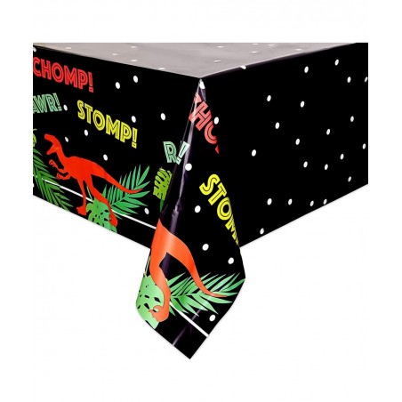 T-Rex Themed Plastic Tablecloth for Dinosaur Birthday Party (Black 54 x 108 in 3 Pack) $15.60 Kids' Party Tablecovers