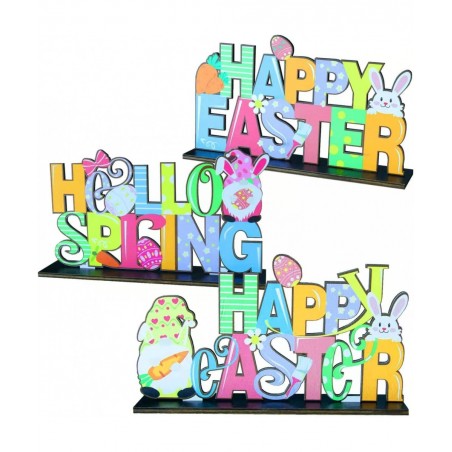 3 Pack Easter Wooden Centerpiece Table Decorations Spring Table Decor Signs Tabletopper Centerpiece Signs for Easter Home Off...