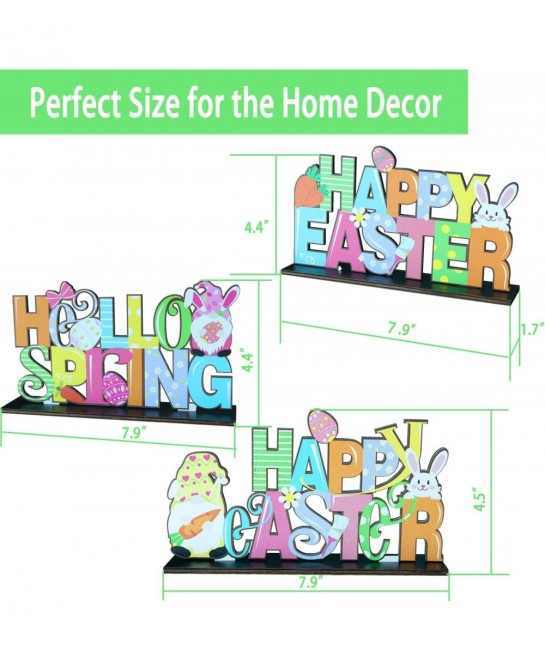 3 Pack Easter Wooden Centerpiece Table Decorations Spring Table Decor Signs Tabletopper Centerpiece Signs for Easter Home Off...