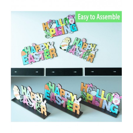 3 Pack Easter Wooden Centerpiece Table Decorations Spring Table Decor Signs Tabletopper Centerpiece Signs for Easter Home Off...