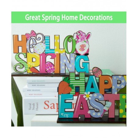 3 Pack Easter Wooden Centerpiece Table Decorations Spring Table Decor Signs Tabletopper Centerpiece Signs for Easter Home Off...