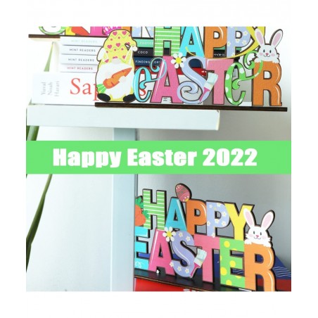 3 Pack Easter Wooden Centerpiece Table Decorations Spring Table Decor Signs Tabletopper Centerpiece Signs for Easter Home Off...