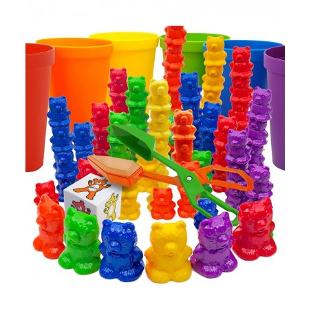 Rainbow Stacking Bears Toddler Toys. Tumbling Counting Toys with Matching Sorting Cups. Montessori STEM Therapy Preschool Act...