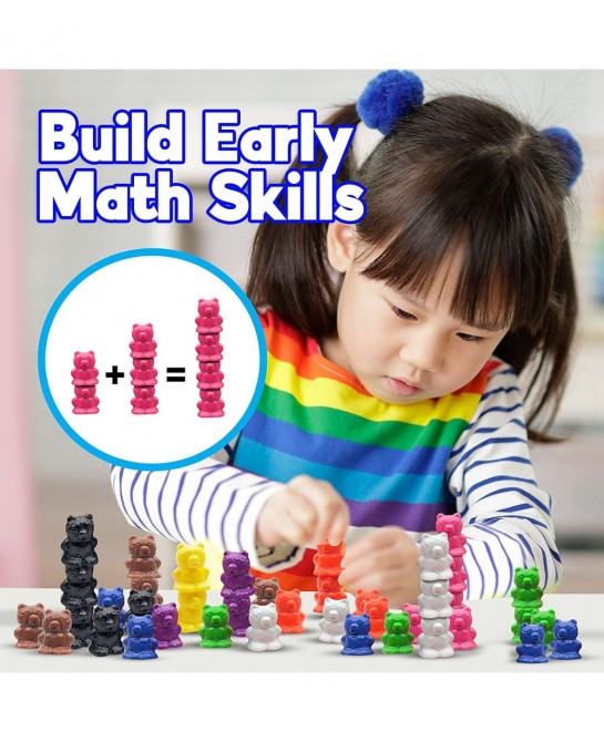 Rainbow Stacking Bears Toddler Toys. Tumbling Counting Toys with Matching Sorting Cups. Montessori STEM Therapy Preschool Act...
