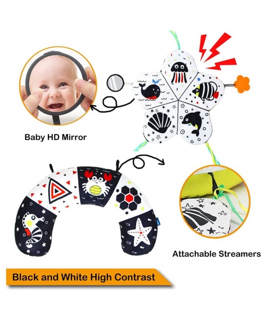 Tummy Time Pillow Toy Black and White High Contrast Tummy Time Baby Toys Montessori Toys for Babies Newborn Infants 0-6 6-12 ...