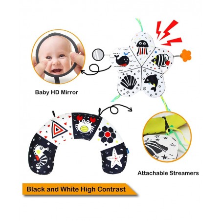 Tummy Time Pillow Toy Black and White High Contrast Tummy Time Baby Toys Montessori Toys for Babies Newborn Infants 0-6 6-12 ...