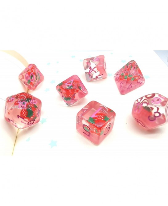 HS DICE Strawberries Dice Set DND Dice Set Polyhedral Dice Set for Dungeon and Dragons MTG RPG D&D D20 D12 D10 D8 D6 D4 $26.5...