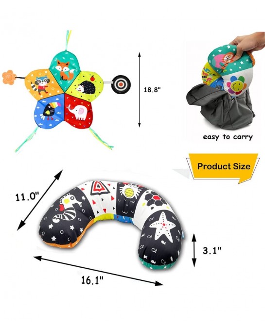 Tummy Time Pillow Toy Black and White High Contrast Tummy Time Baby Toys Montessori Toys for Babies Newborn Infants 0-6 6-12 ...