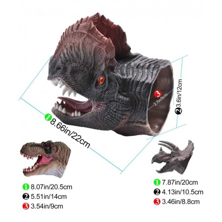 Dinosaur Hand Puppets Toy Realistic Soft Rubber T.Rex Triceratops Dilophosaurus Dinosaur Toys for Kids Boys Girls Dino Head G...