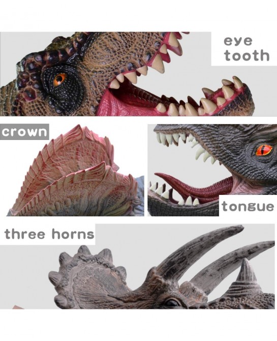 Dinosaur Hand Puppets Toy Realistic Soft Rubber T.Rex Triceratops Dilophosaurus Dinosaur Toys for Kids Boys Girls Dino Head G...