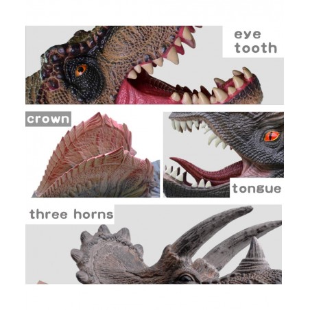 Dinosaur Hand Puppets Toy Realistic Soft Rubber T.Rex Triceratops Dilophosaurus Dinosaur Toys for Kids Boys Girls Dino Head G...