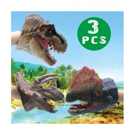 Dinosaur Hand Puppets Toy Realistic Soft Rubber T.Rex Triceratops Dilophosaurus Dinosaur Toys for Kids Boys Girls Dino Head G...