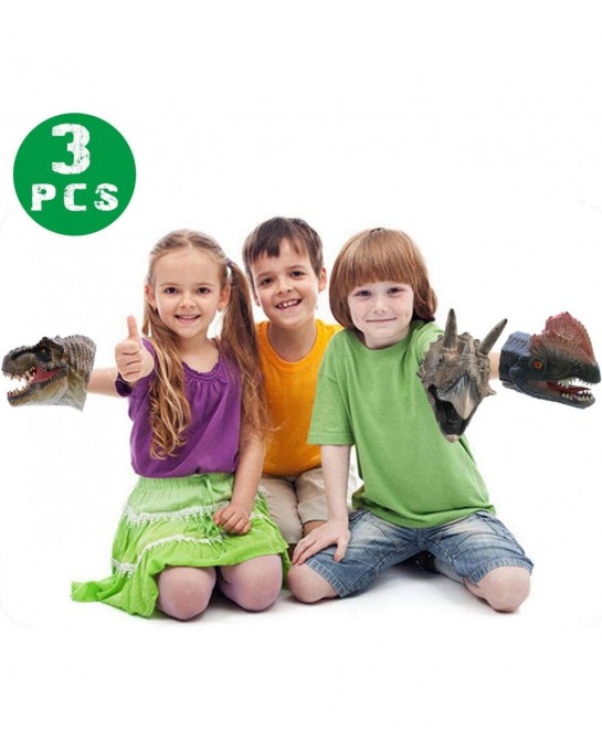 Dinosaur Hand Puppets Toy Realistic Soft Rubber T.Rex Triceratops Dilophosaurus Dinosaur Toys for Kids Boys Girls Dino Head G...