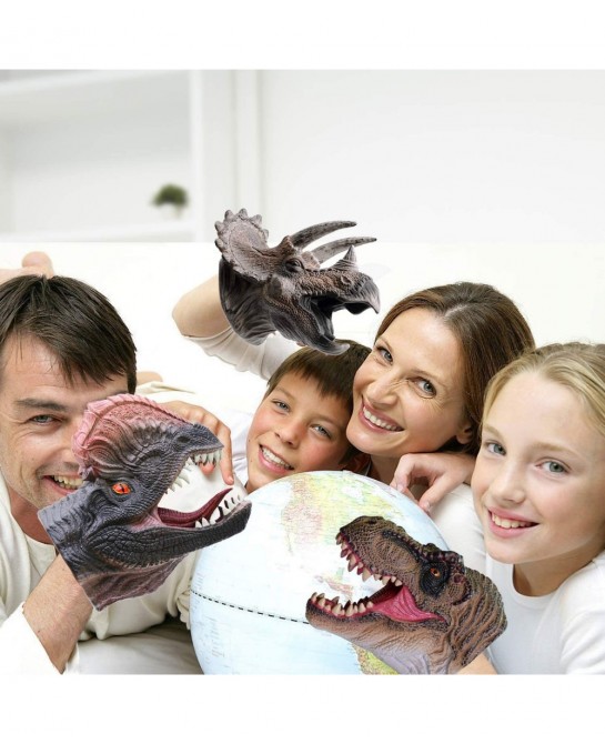 Dinosaur Hand Puppets Toy Realistic Soft Rubber T.Rex Triceratops Dilophosaurus Dinosaur Toys for Kids Boys Girls Dino Head G...