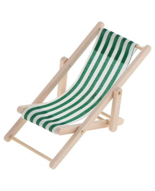 1:12 Scale Wooden Lounge Chair Miniature Dollhouse Foldable Wooden Beach Chair Chaise Longue Toys Dolls House Furniture Acces...