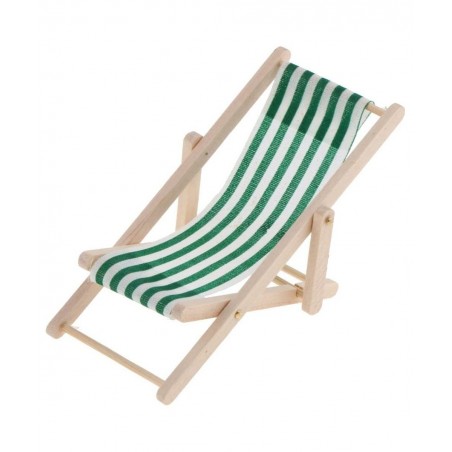 1:12 Scale Wooden Lounge Chair Miniature Dollhouse Foldable Wooden Beach Chair Chaise Longue Toys Dolls House Furniture Acces...