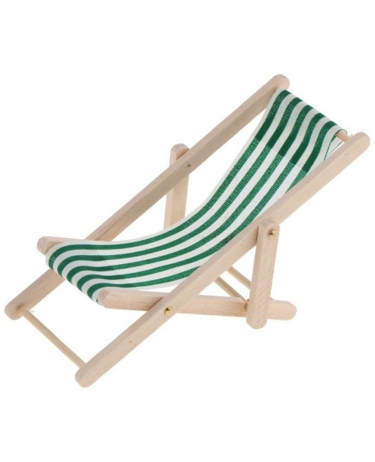 1:12 Scale Wooden Lounge Chair Miniature Dollhouse Foldable Wooden Beach Chair Chaise Longue Toys Dolls House Furniture Acces...