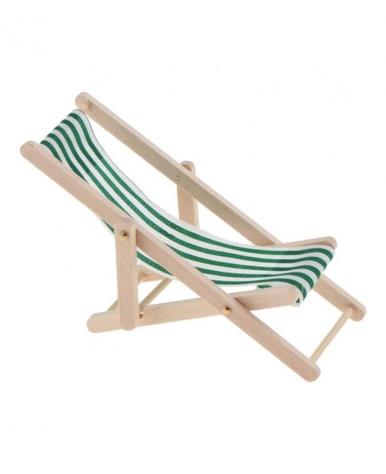 1:12 Scale Wooden Lounge Chair Miniature Dollhouse Foldable Wooden Beach Chair Chaise Longue Toys Dolls House Furniture Acces...
