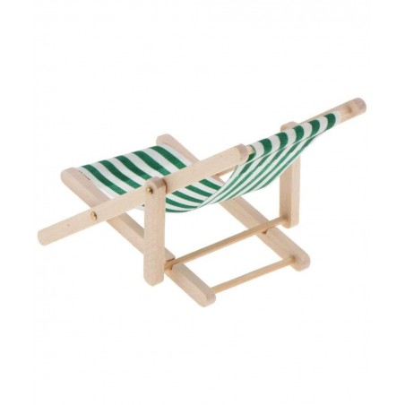 1:12 Scale Wooden Lounge Chair Miniature Dollhouse Foldable Wooden Beach Chair Chaise Longue Toys Dolls House Furniture Acces...