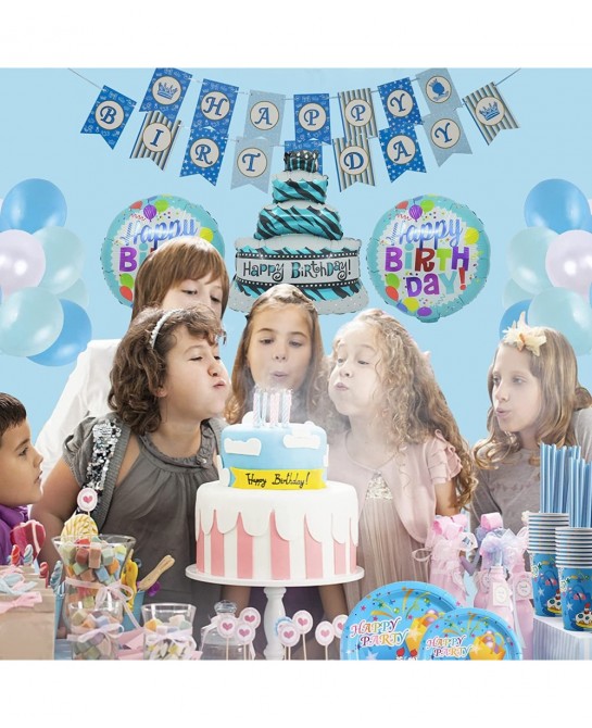 Gender Reveal Decorations Birthday Party Supplies 144Pcs Include 59Balloon 20kids' Party Plates 20cups 20Napkins and 25Straws...