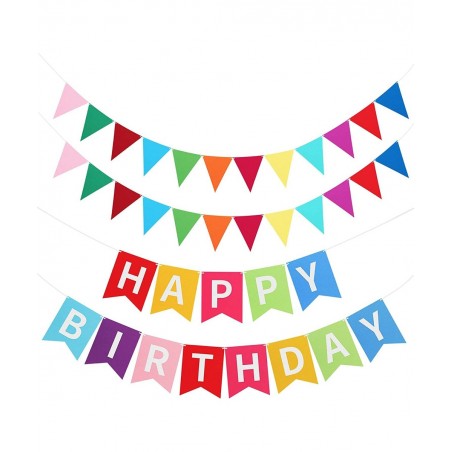 Happy Birthday Banner Colorful Happy Birthday Bunting Garland 2 Felt Fabric Pennant Banners Happy Birthday Party Decorations ...