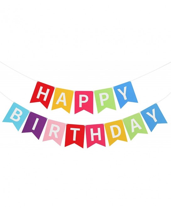 Happy Birthday Banner Colorful Happy Birthday Bunting Garland 2 Felt Fabric Pennant Banners Happy Birthday Party Decorations ...