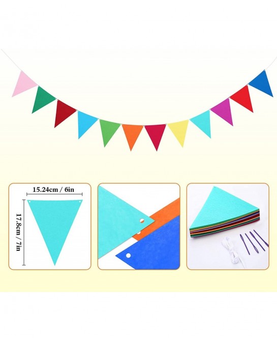 Happy Birthday Banner Colorful Happy Birthday Bunting Garland 2 Felt Fabric Pennant Banners Happy Birthday Party Decorations ...