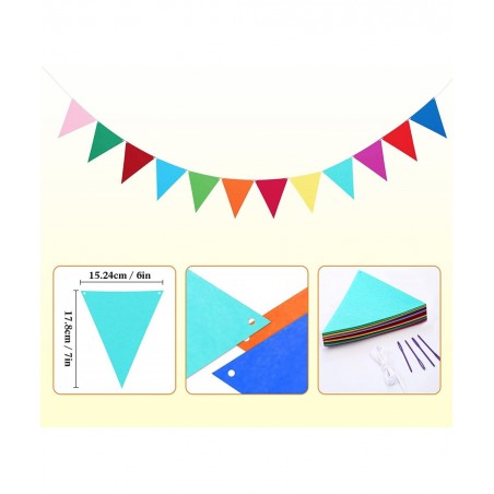 Happy Birthday Banner Colorful Happy Birthday Bunting Garland 2 Felt Fabric Pennant Banners Happy Birthday Party Decorations ...