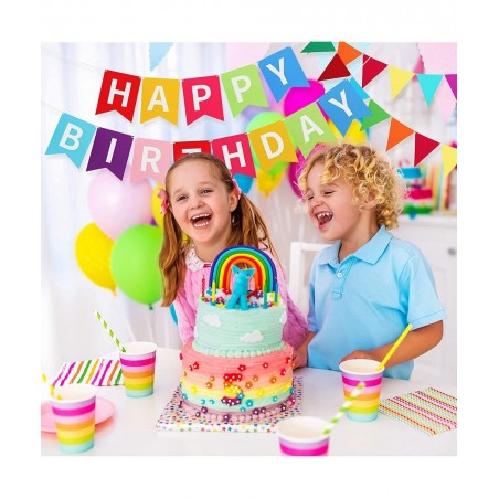Happy Birthday Banner Colorful Happy Birthday Bunting Garland 2 Felt Fabric Pennant Banners Happy Birthday Party Decorations ...