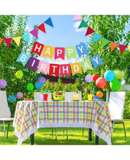 Happy Birthday Banner Colorful Happy Birthday Bunting Garland 2 Felt Fabric Pennant Banners Happy Birthday Party Decorations ...