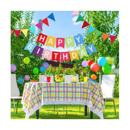 Happy Birthday Banner Colorful Happy Birthday Bunting Garland 2 Felt Fabric Pennant Banners Happy Birthday Party Decorations ...