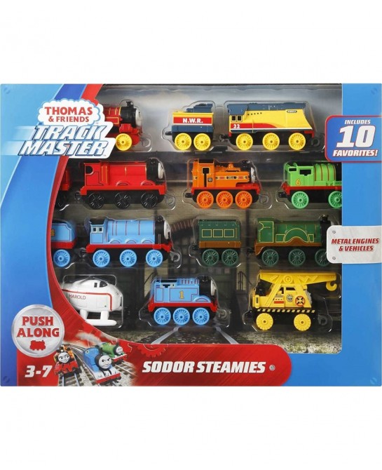 Fisher-Price Sodor Steamies 10-Pack Of Die-Cast Metal Push-Along Train Engines And Vehicles For Preschool Kids Ages 3 And Up ...