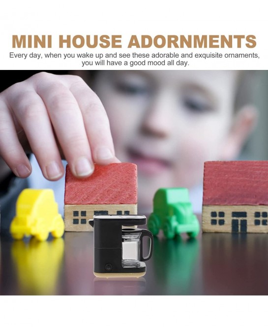 Miniature Coffee Machine Model Plastic Mini Coffee Maker Toy 1: 12 Dollhouse Decoration Pretend Play for Kids Doll House Kitc...